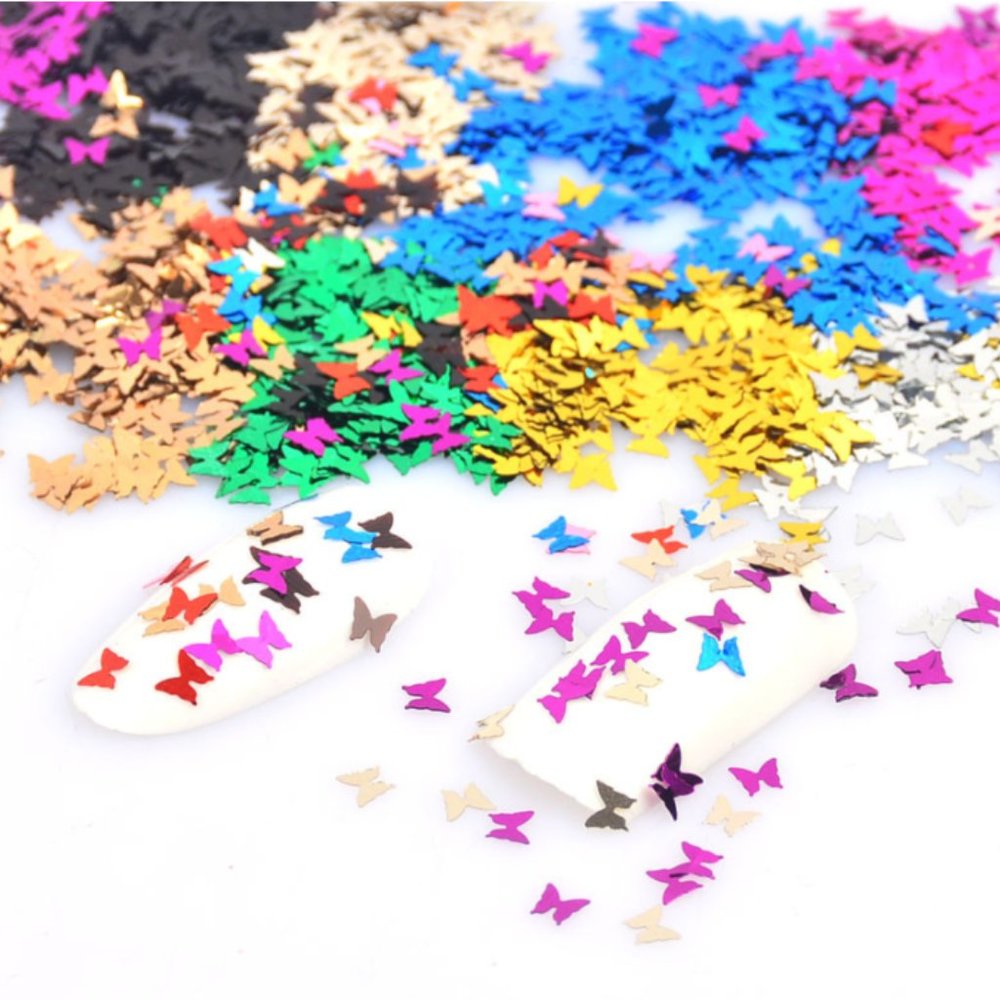 Butterfly Shape Nail Art Glitter Flakes 3D Colorfu